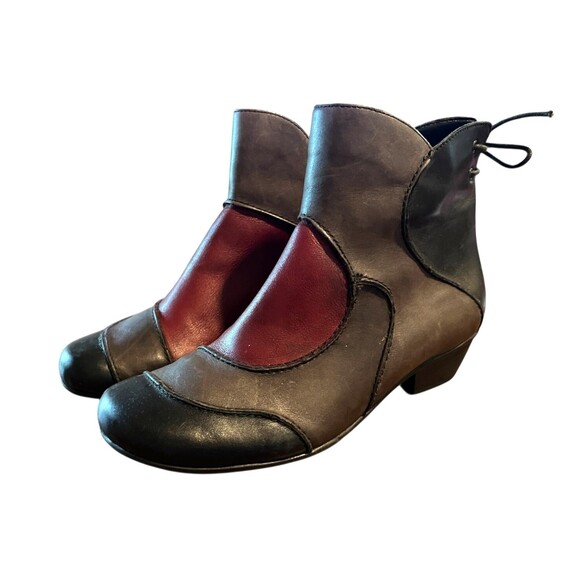 Remonte Dorndorf Patchwork Ankle Boots  36 / 5.5  Black Red & Gray Colorblock - Picture 3 of 7